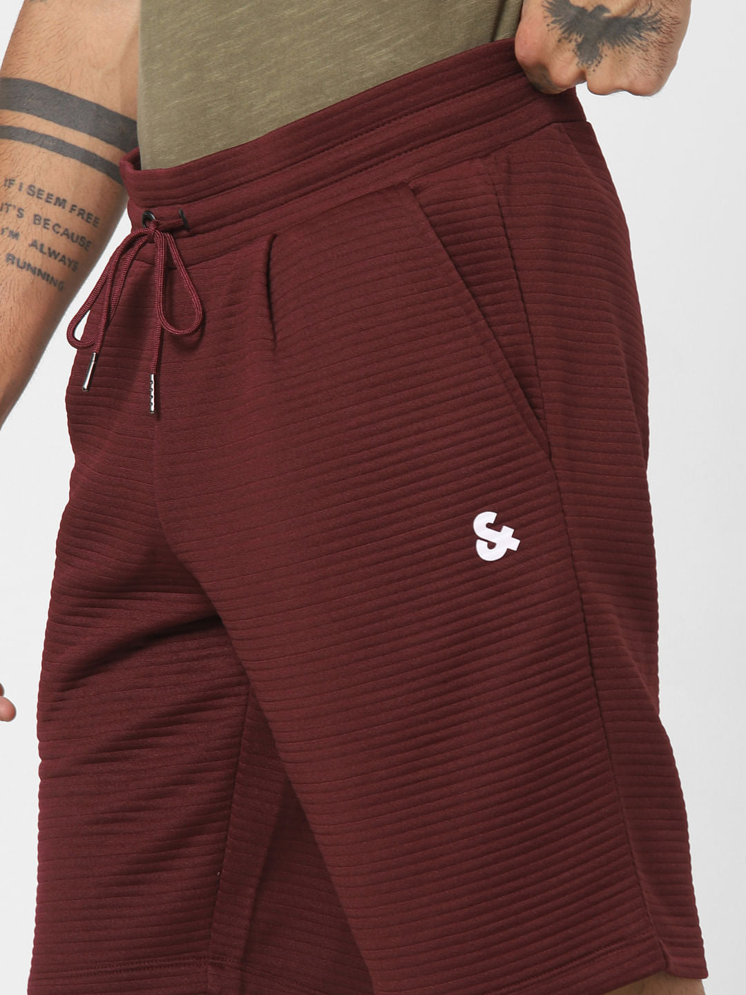 Burgundy Mid Rise Sweatshorts