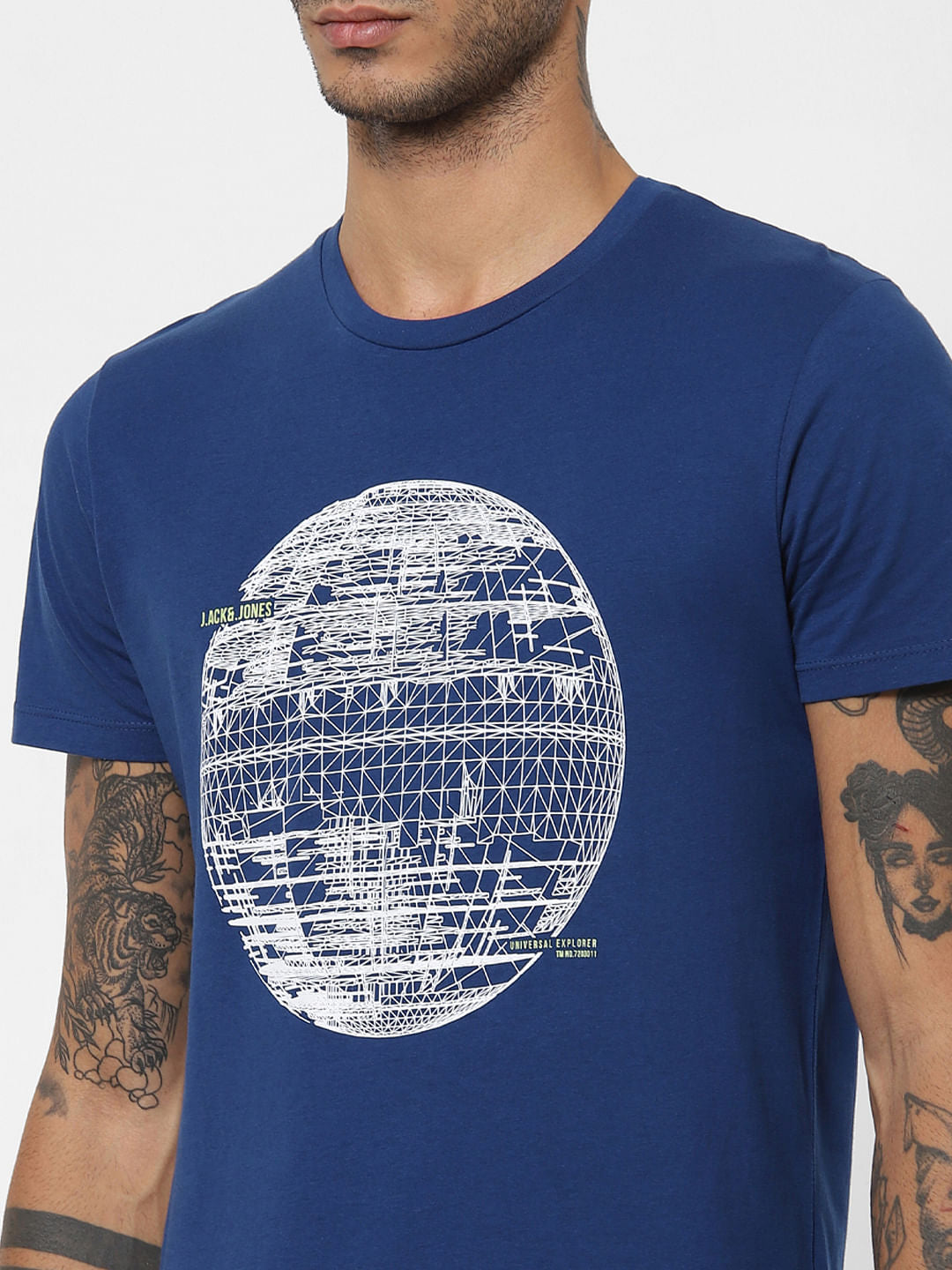 Blue Graphic Print Crew Neck T-shirt