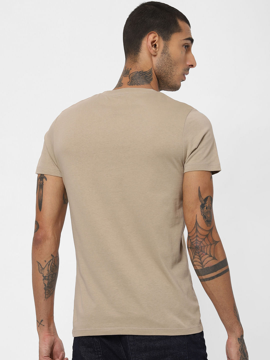 Brown Logo Print Crew Neck T-shirt