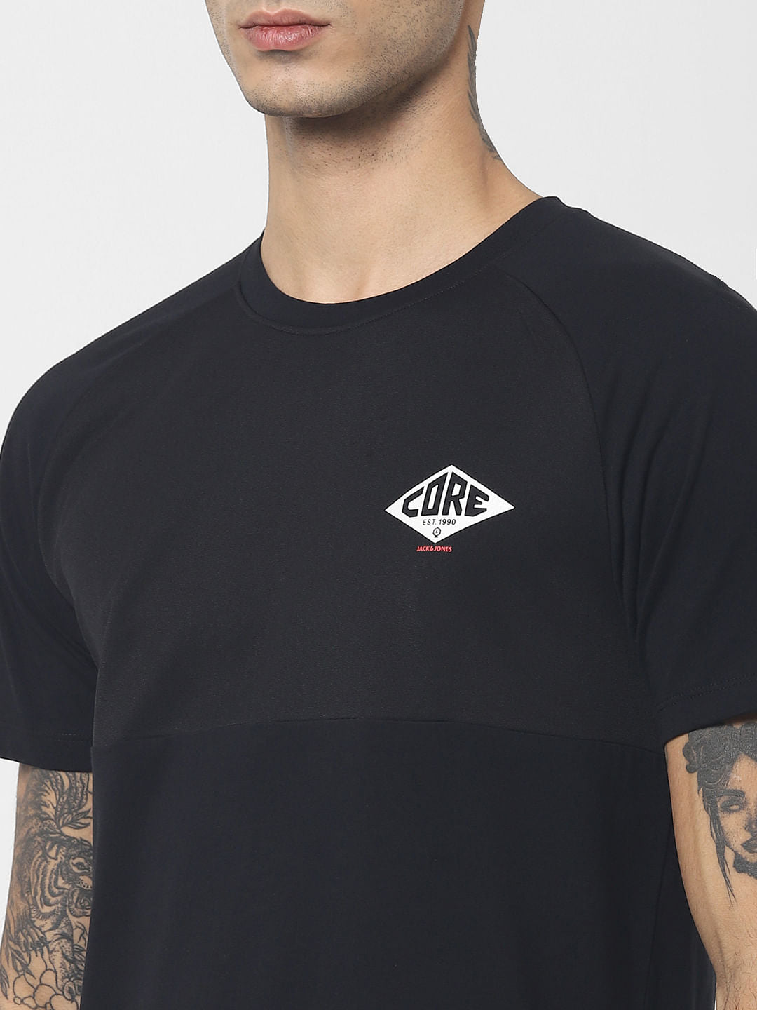 Black Logo Print Crew Neck T-shirt