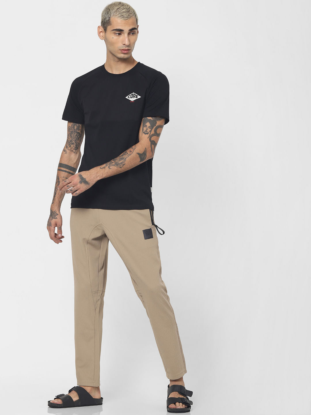 Black Logo Print Crew Neck T-shirt