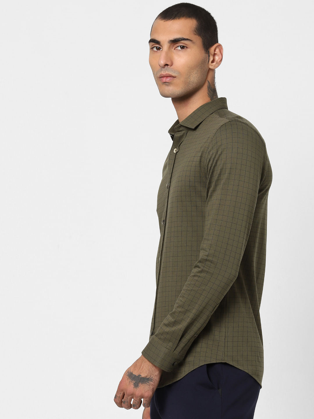 Green Check Full Sleeves Shirt