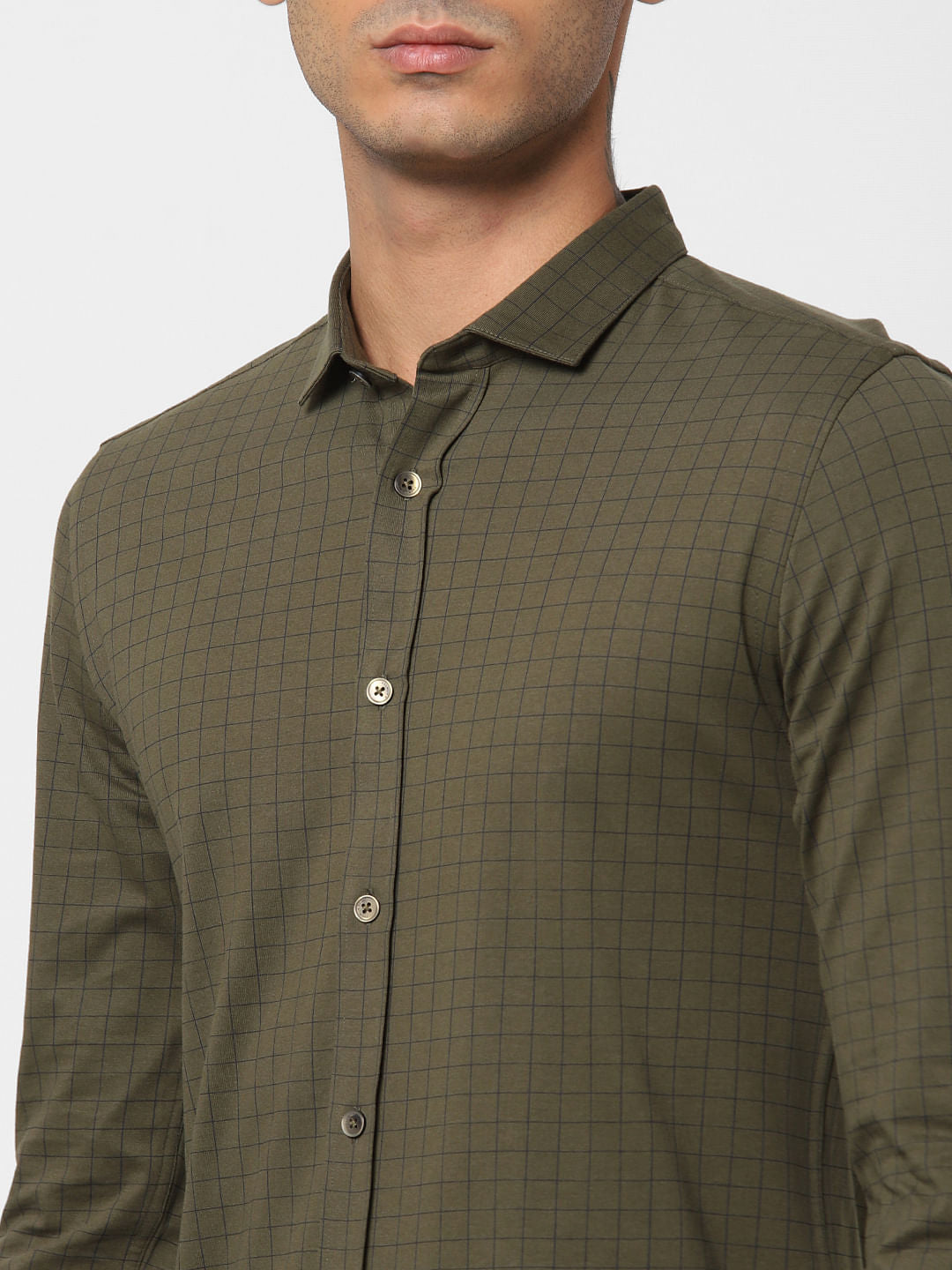 Green Check Full Sleeves Shirt