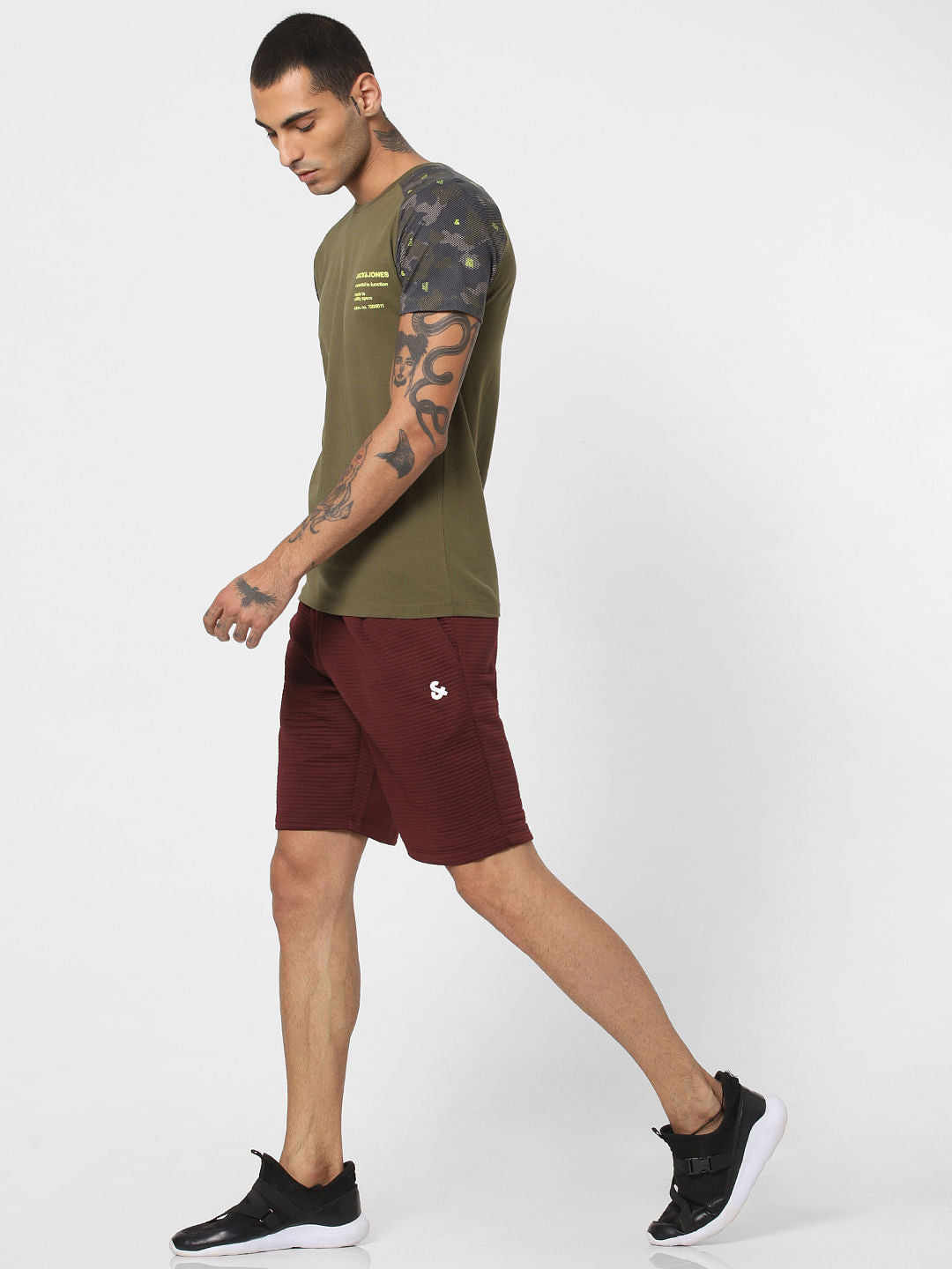 Green Camo Detail Crew Neck T-shirt