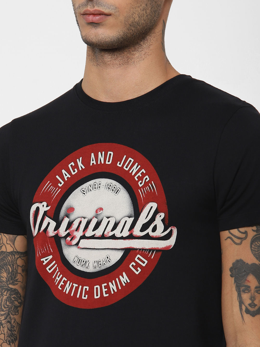 Black Logo Print Crew Neck T-shirt