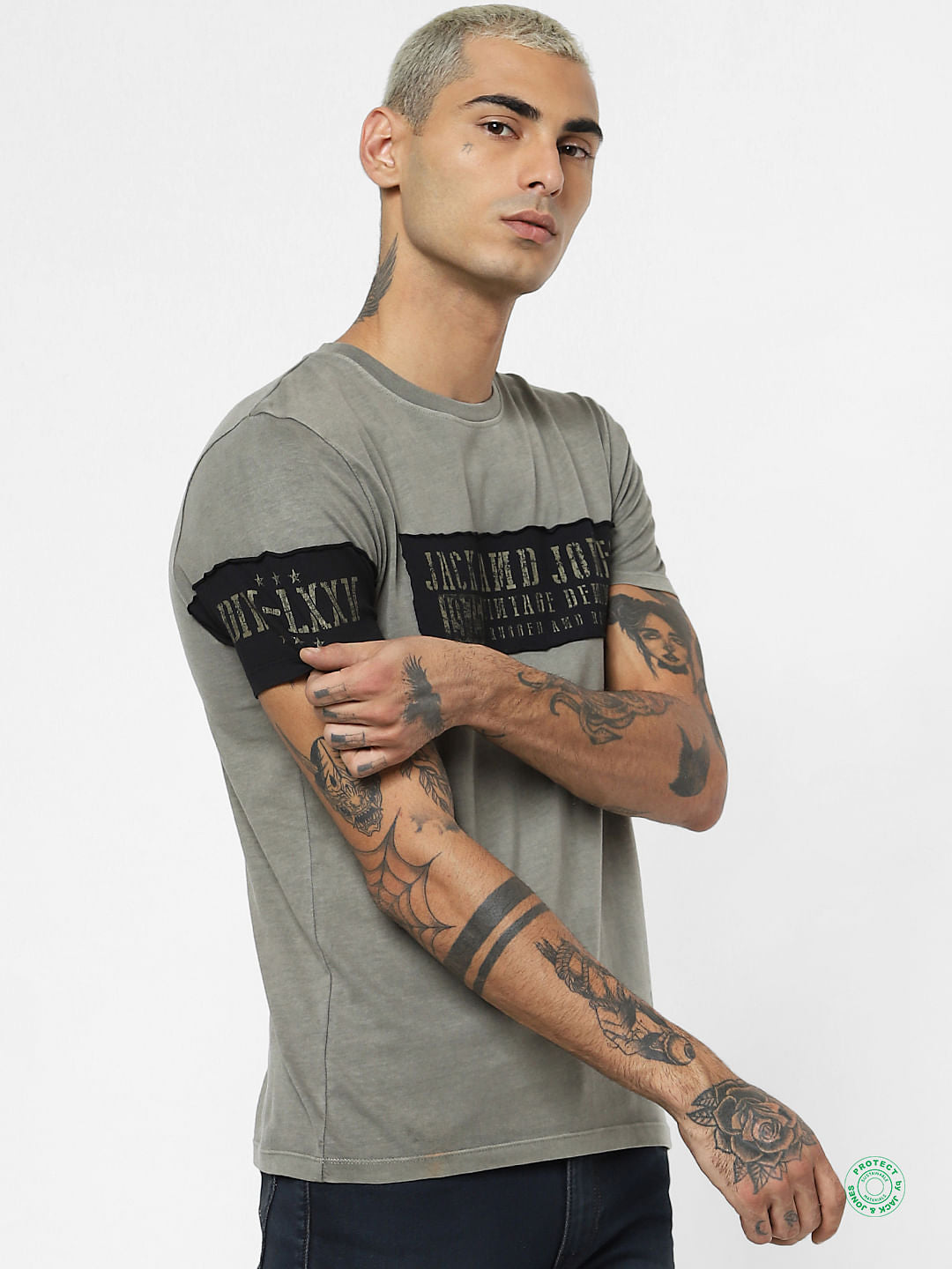 Grey Dyed Crew Neck T-shirt
