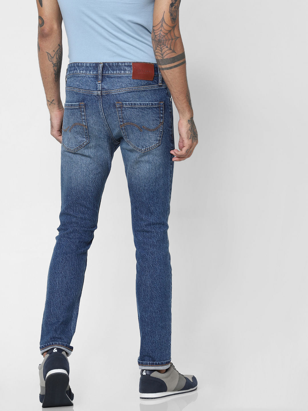 Blue Low Rise Washed Glenn Slim Fit Jeans