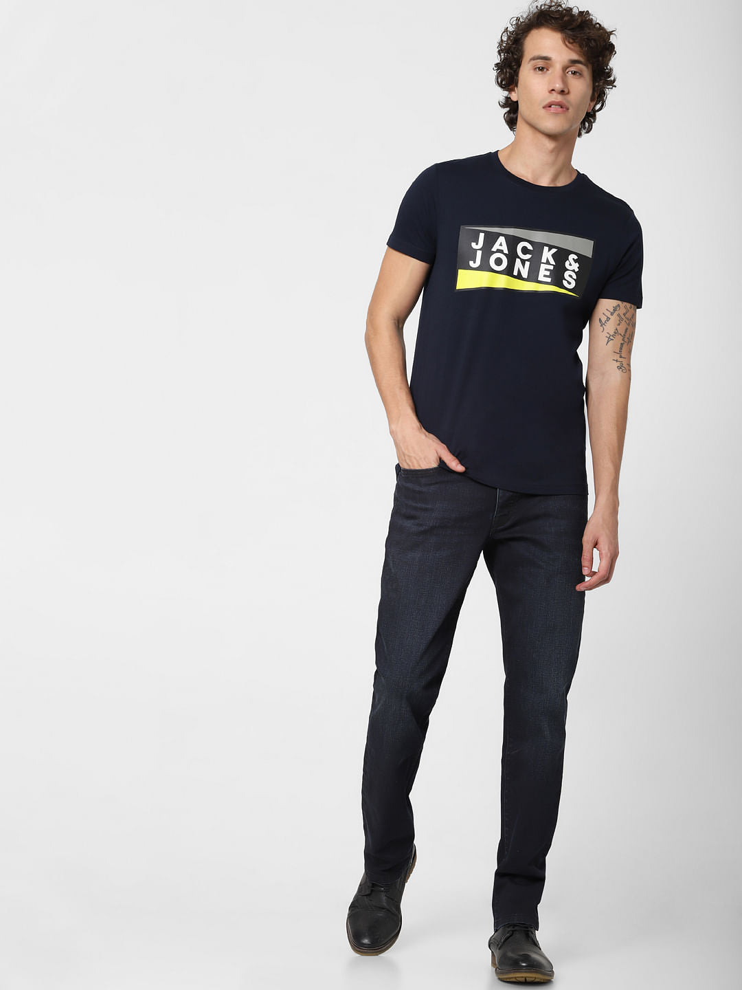 Blue Mid Rise Clark Regular Fit Jeans