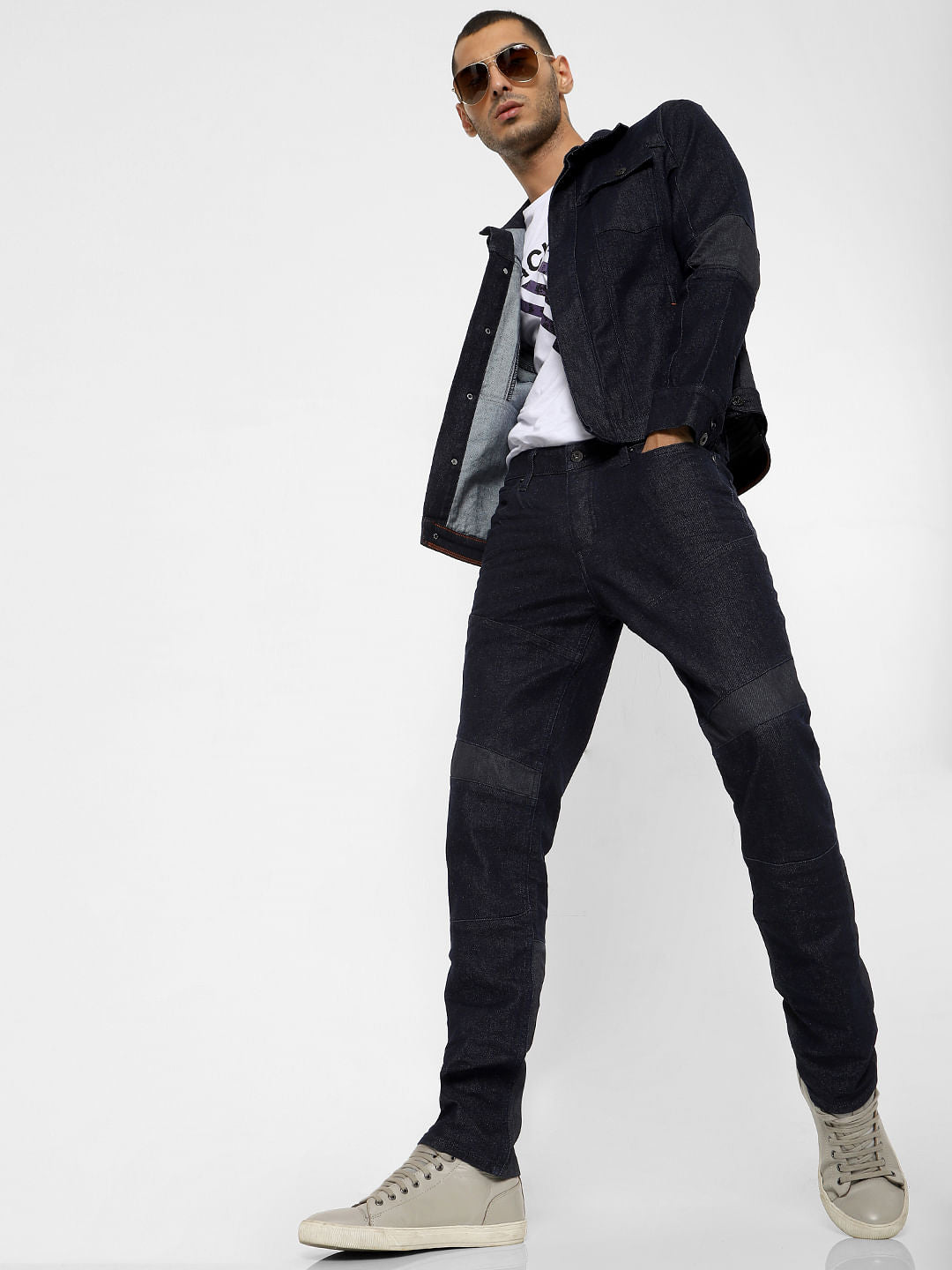 Dark Blue Low Rise Shining Armour Tim Anti Fit Jeans