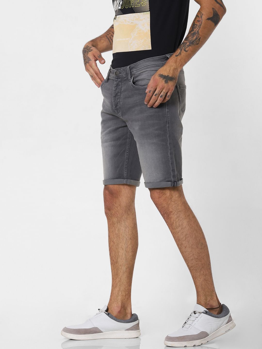 Grey Denim Shorts