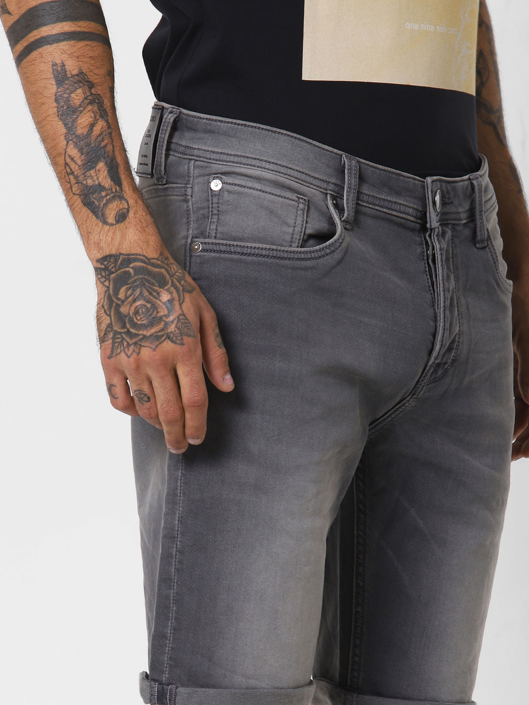 Grey Denim Shorts