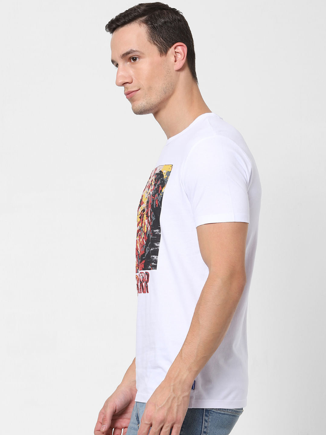 White Graphic Print Crew Neck T-shirt