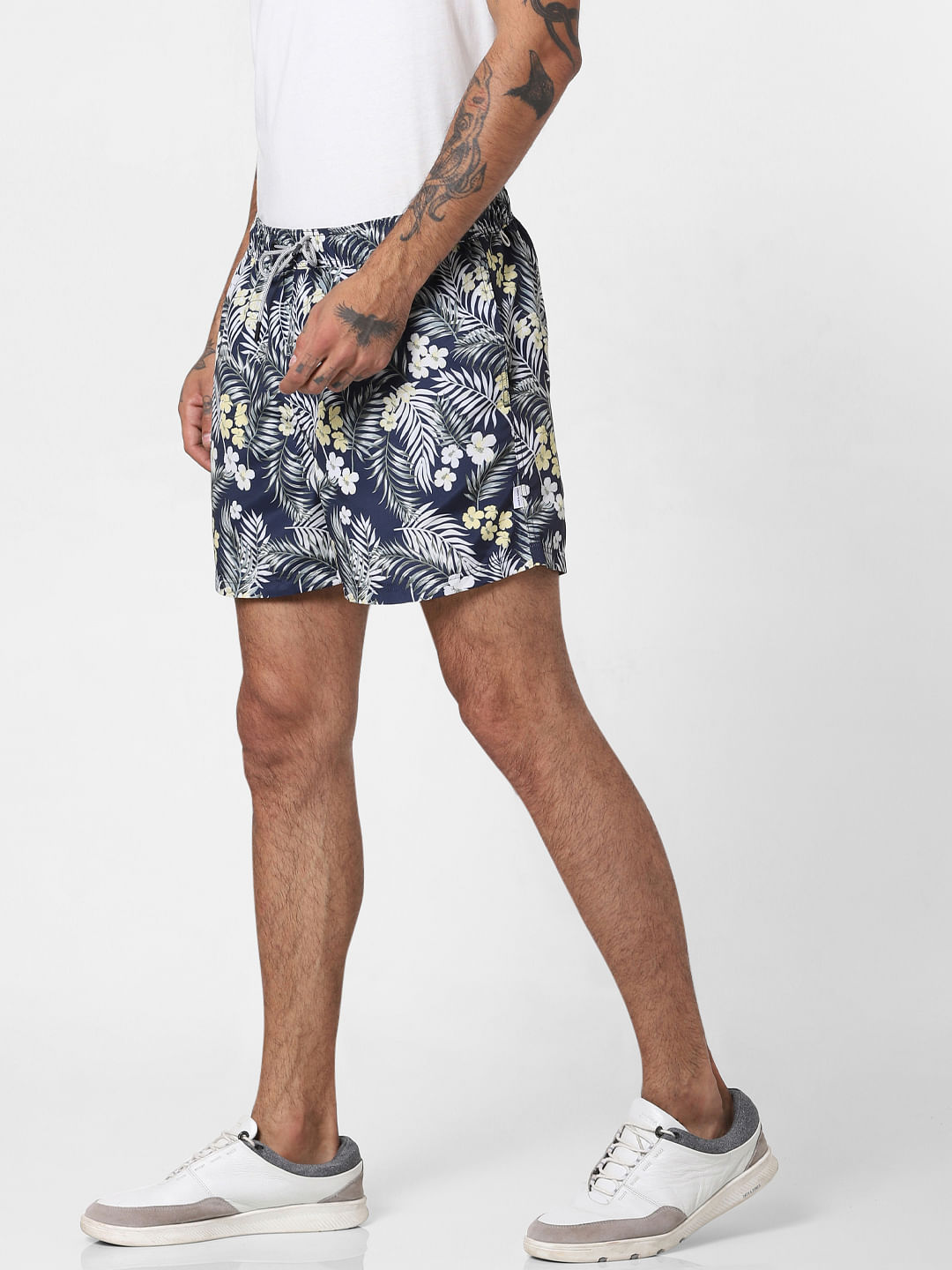 Blue Tropical Print Swimshorts