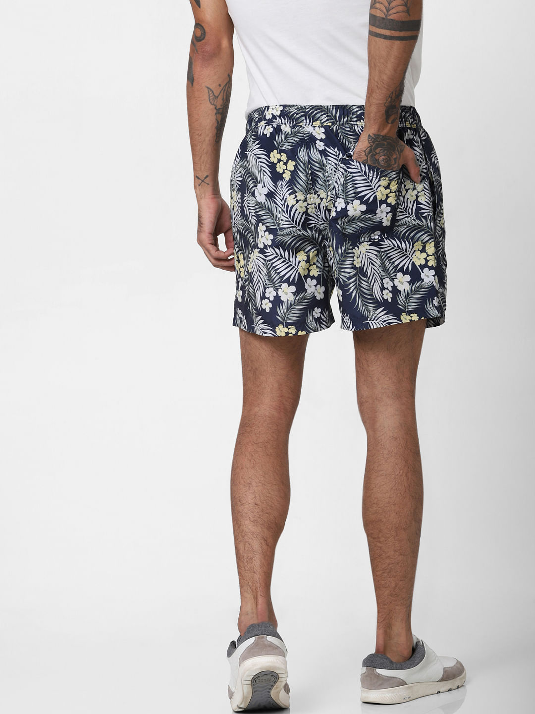Blue Tropical Print Swimshorts