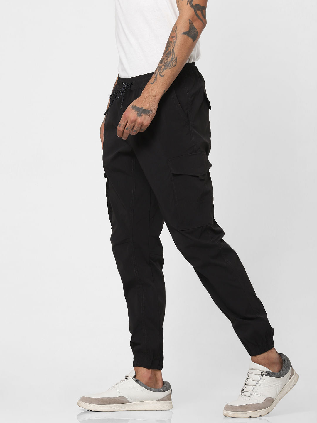 Black Mid Rise Cargo Pants