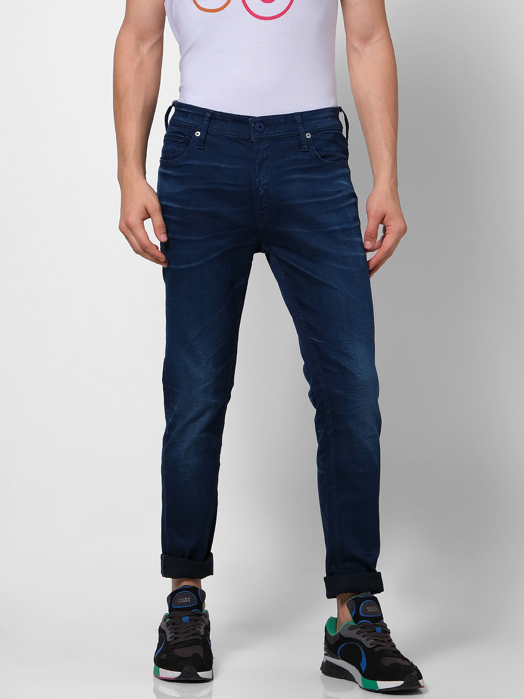 Blue Low Rise Washed Ben Skinny Fit Jeans