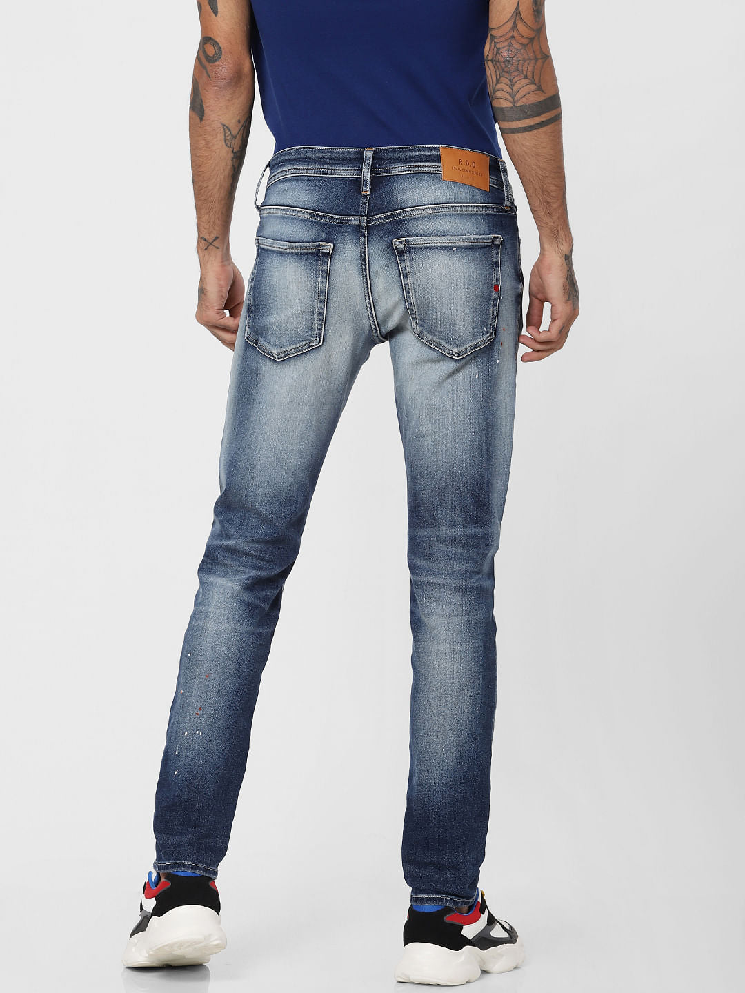 Blue Low Rise Heavily Washed Glenn Slim Fit Jeans