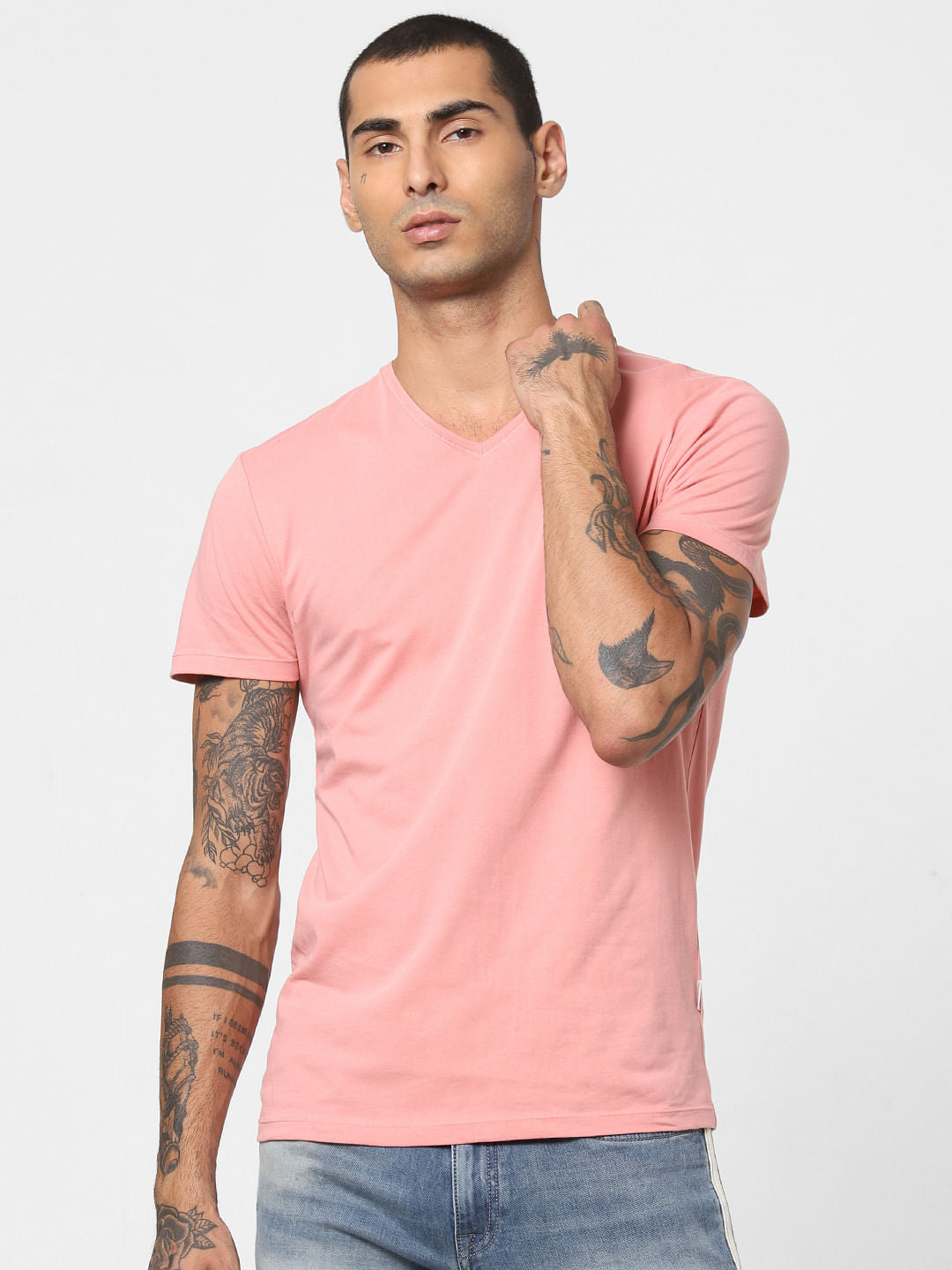 Pink V Neck T-SHIRT