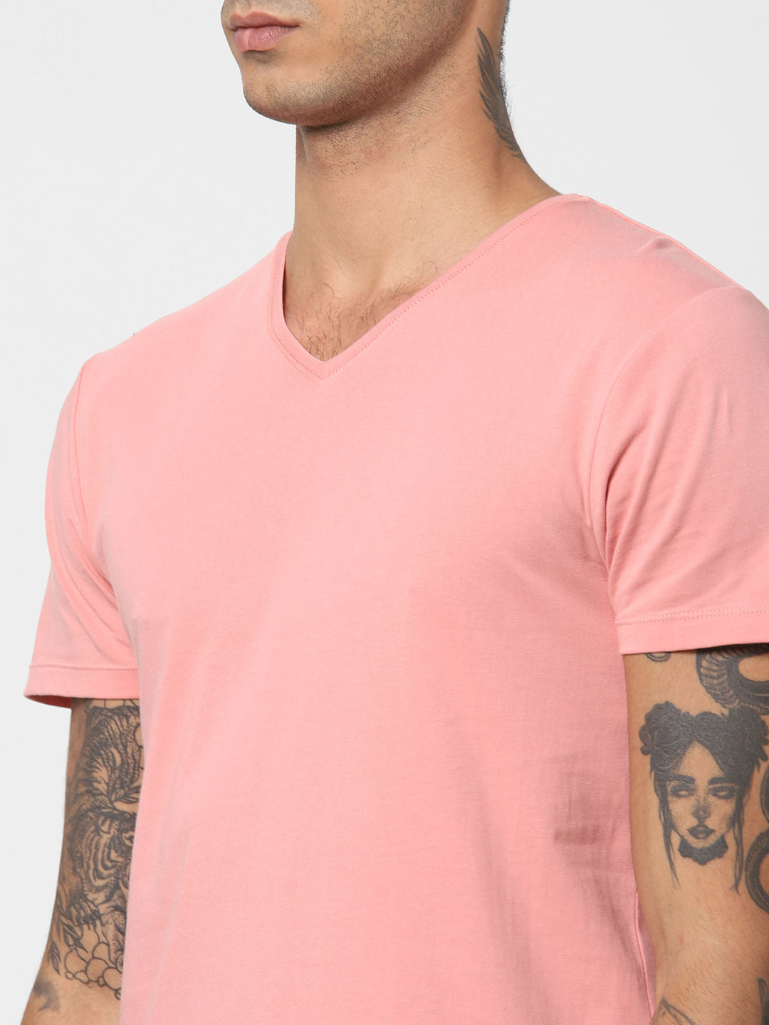 Pink V Neck T-SHIRT