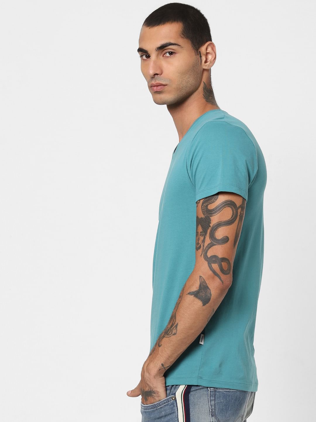 Turquoise V Neck T-shirt