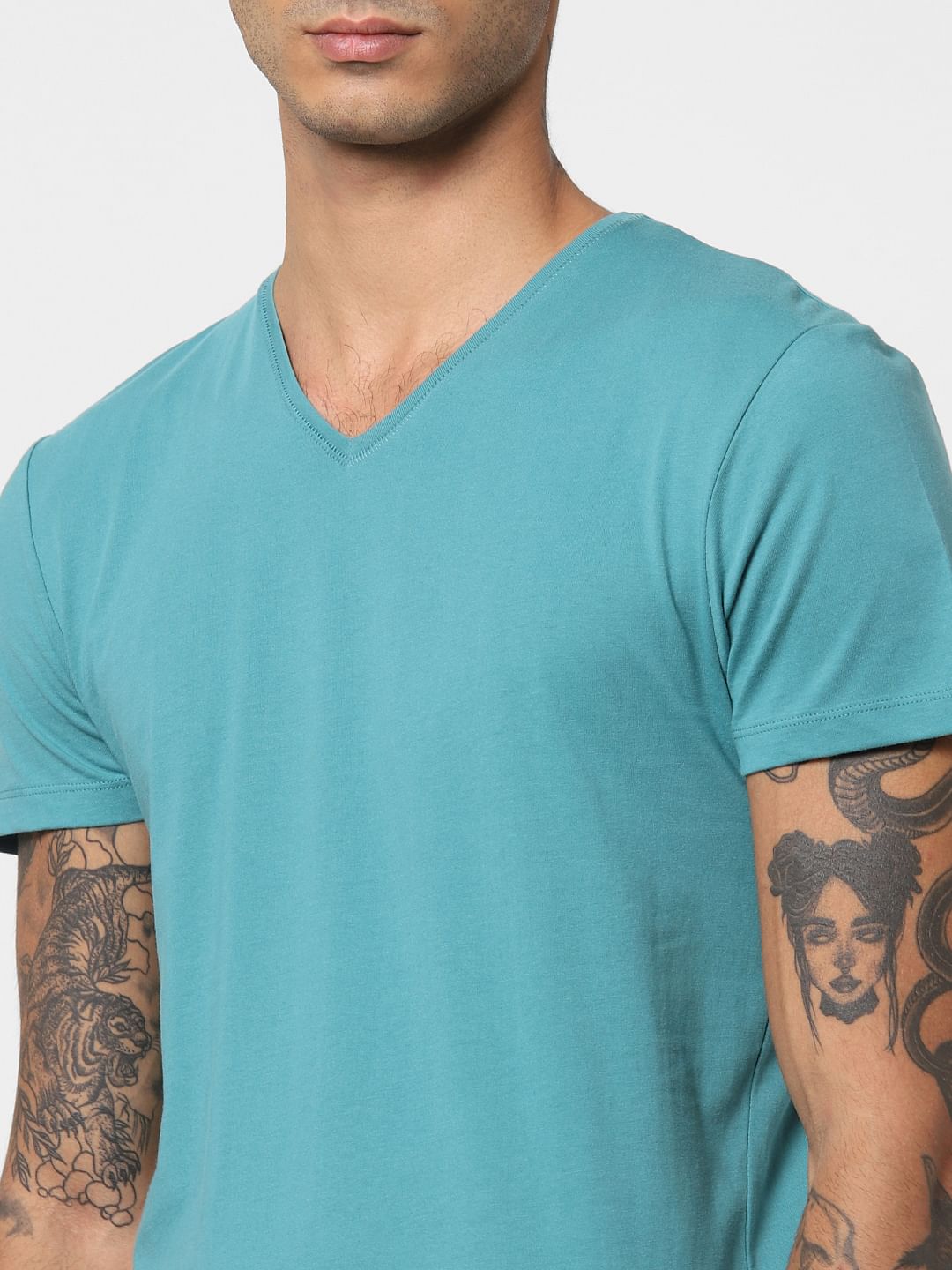 Turquoise V Neck T-shirt