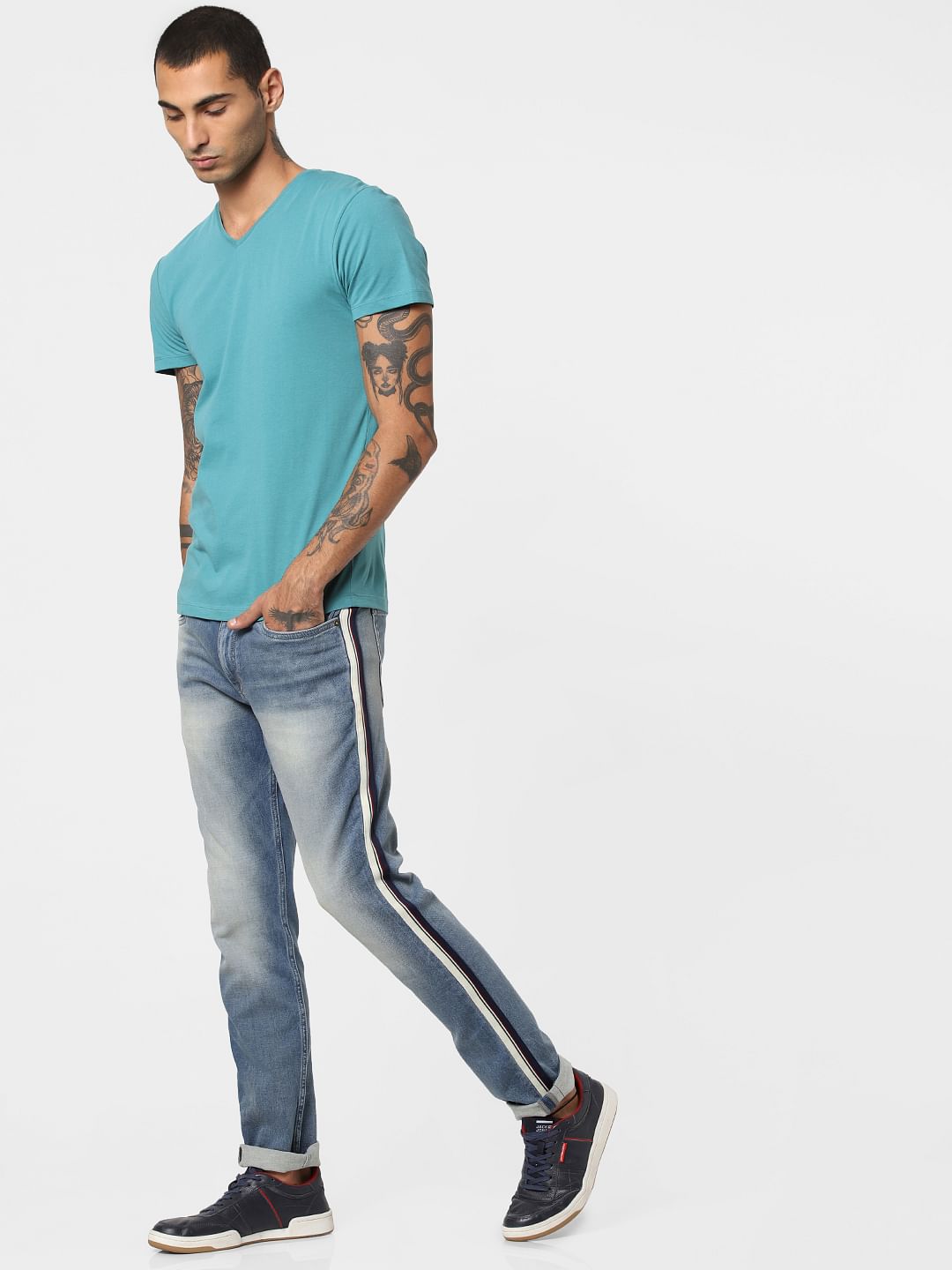 Turquoise V Neck T-shirt