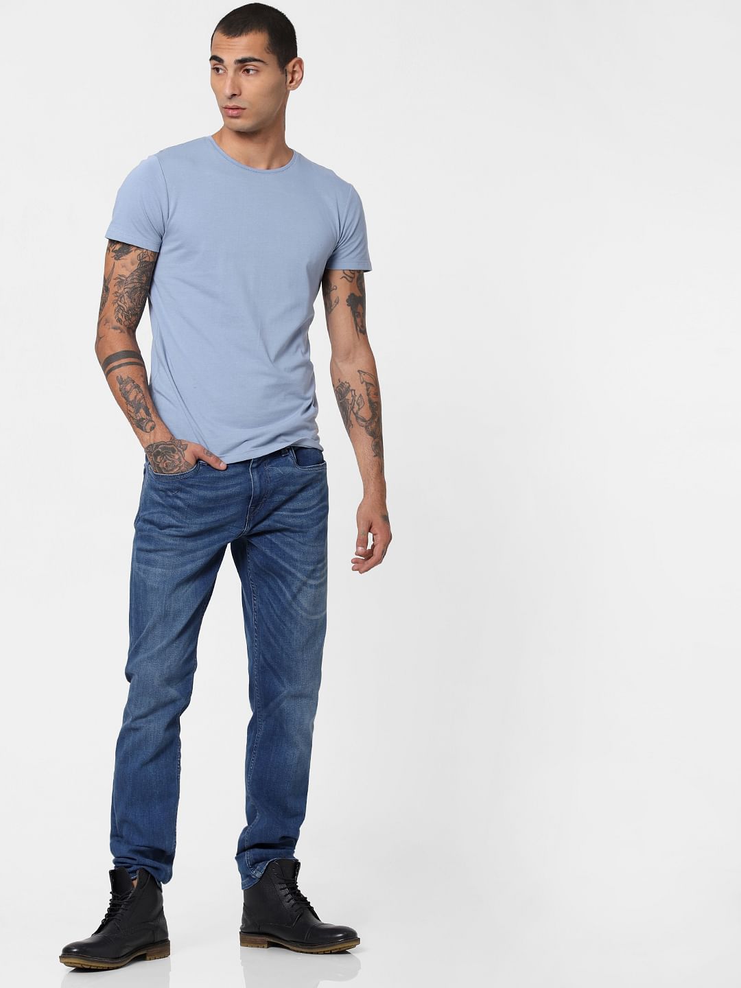 Blue Crew Neck T-shirt