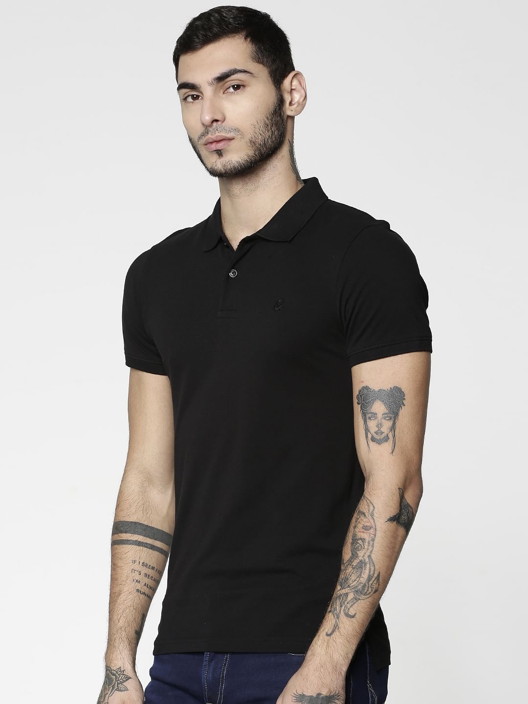 Black Polo Neck T-Shirt