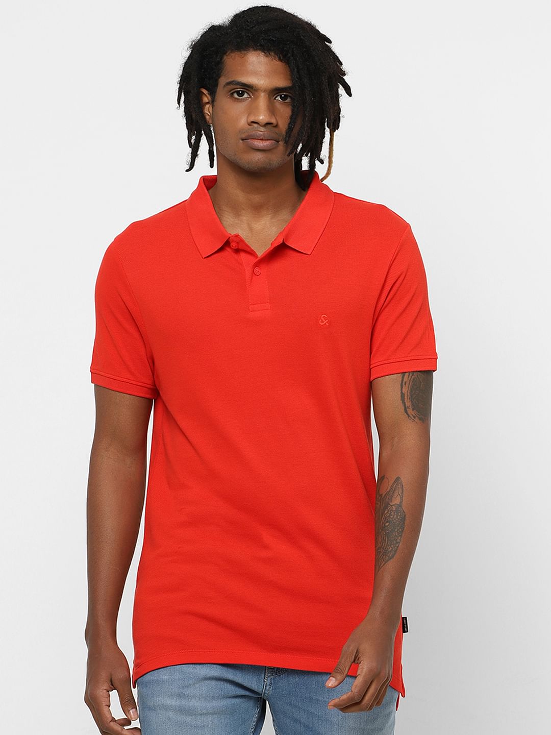 Bright Orange Polo Neck T-shirt