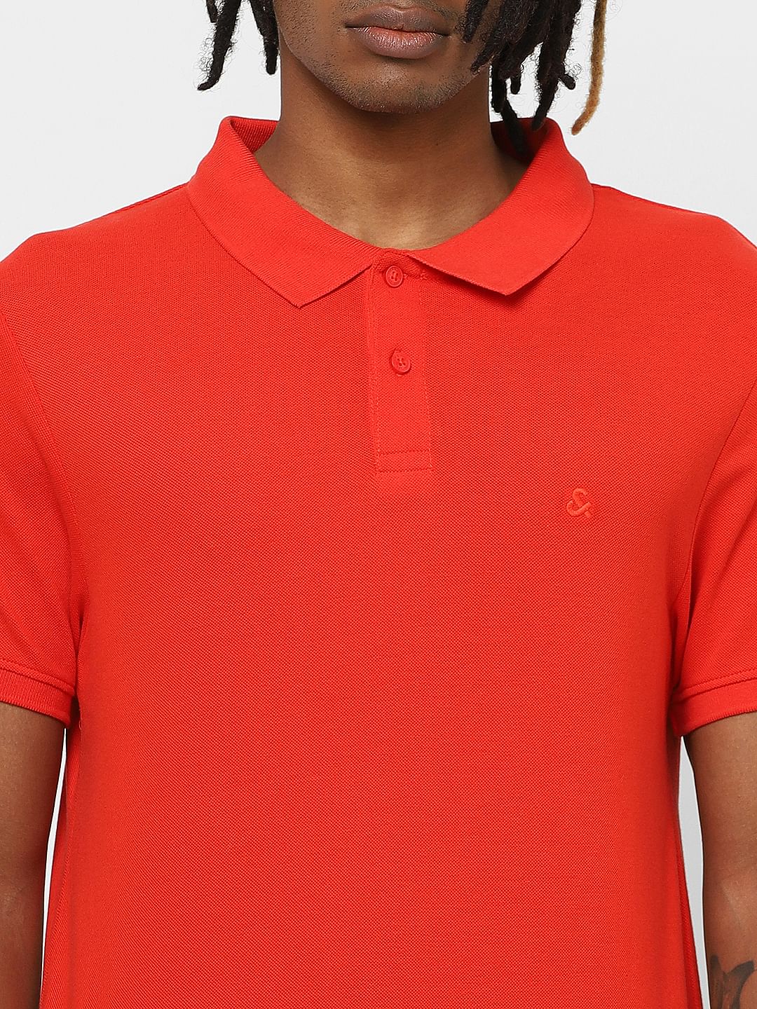 Bright Orange Polo Neck T-shirt