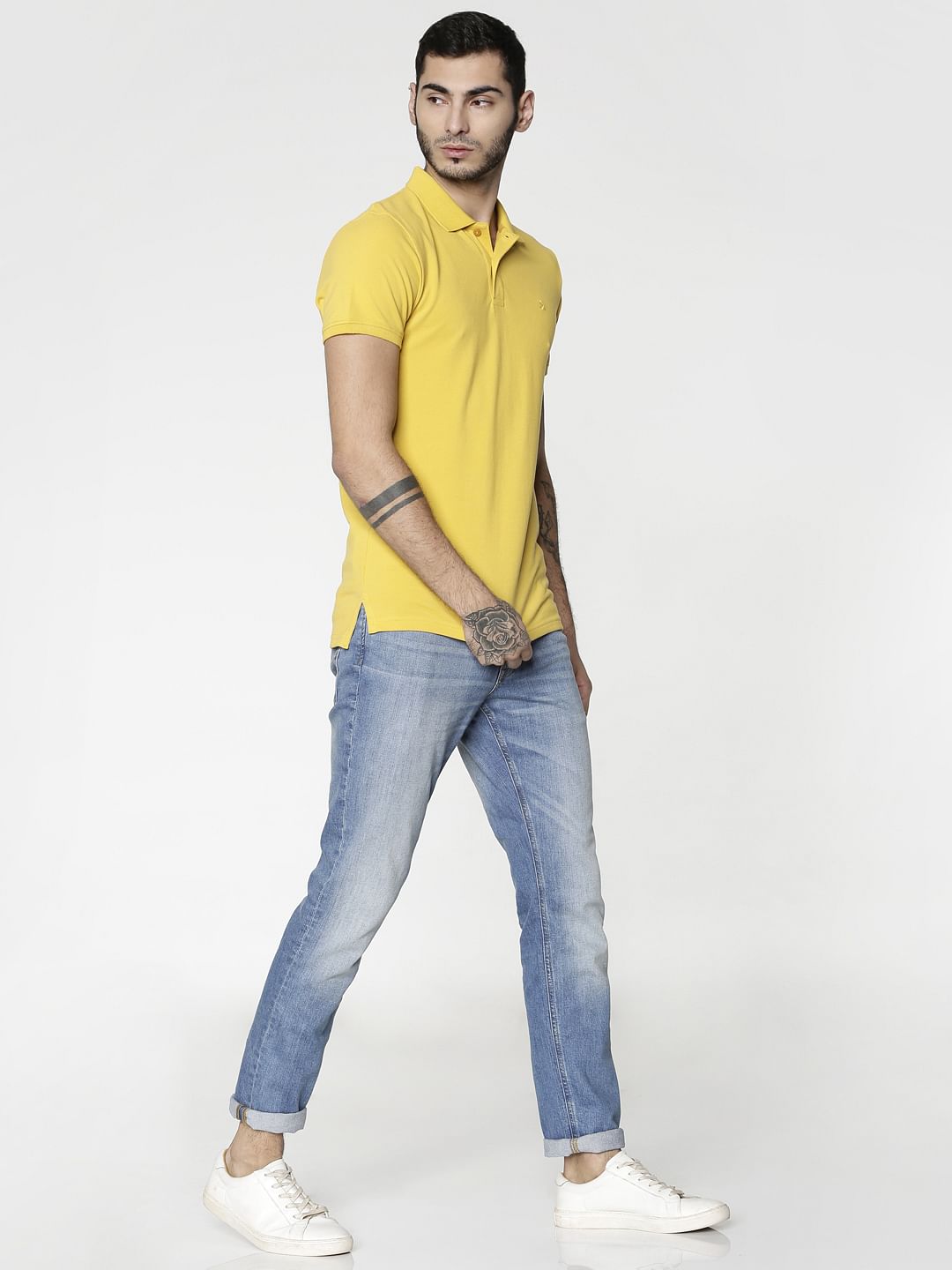 Yellow Polo Neck T-shirt