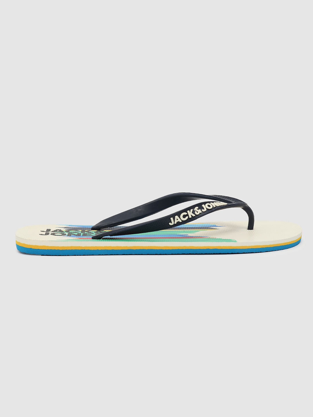 White Logo Print Flip Flops