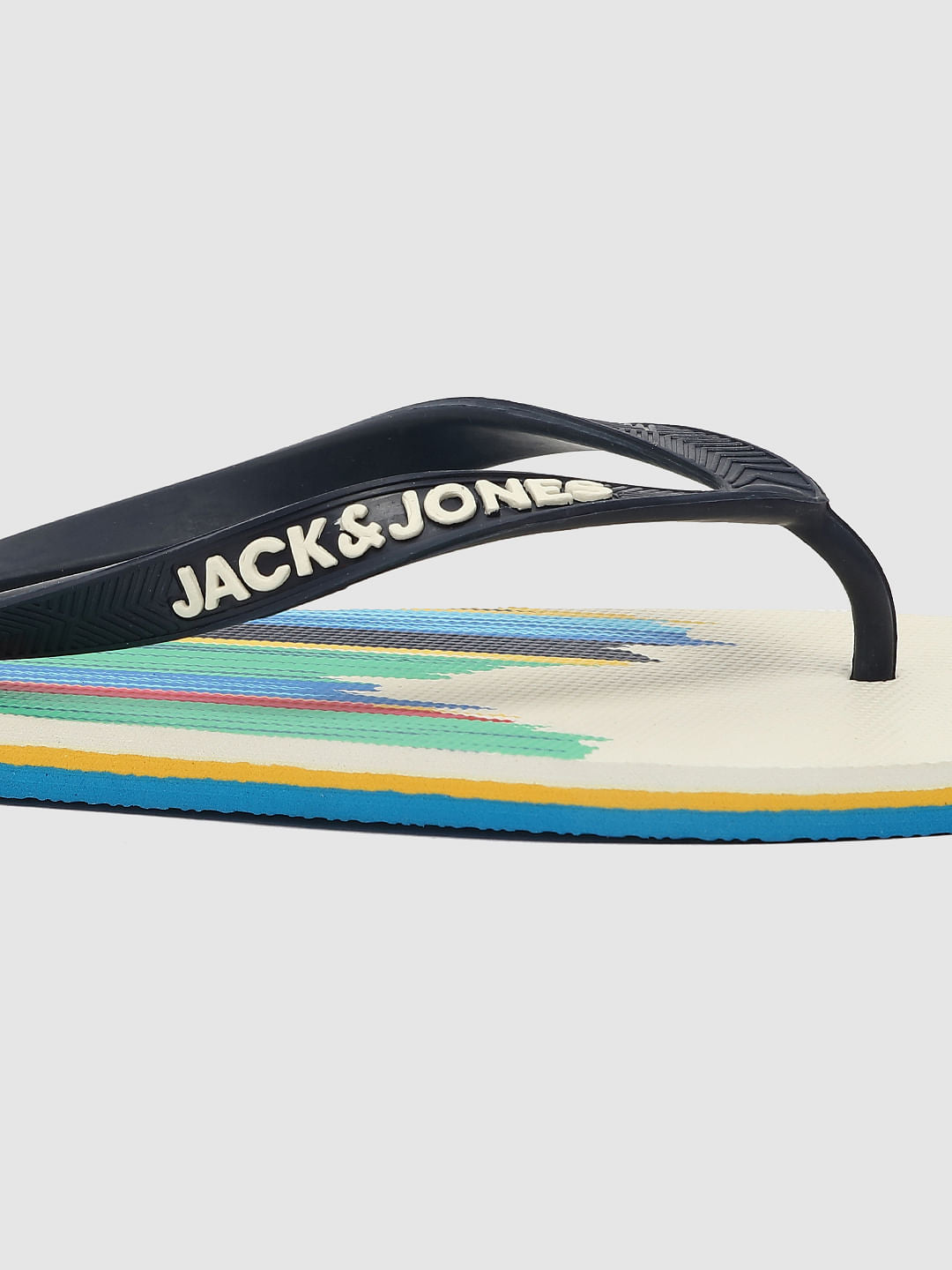 White Logo Print Flip Flops
