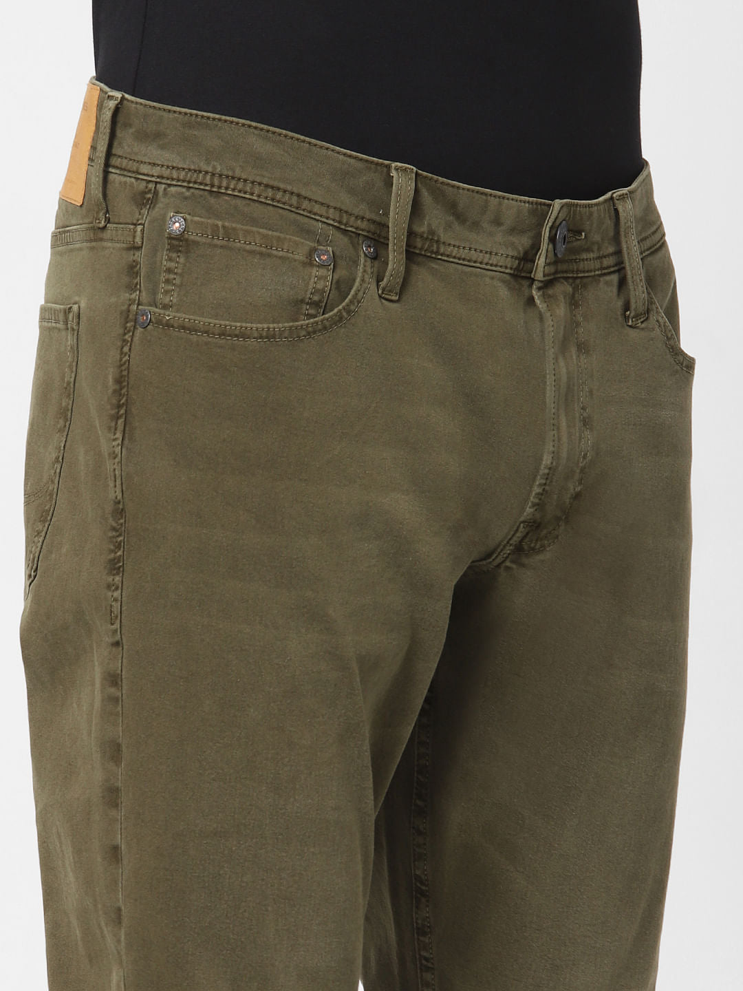 Green Low Rise Slim Fit Pants