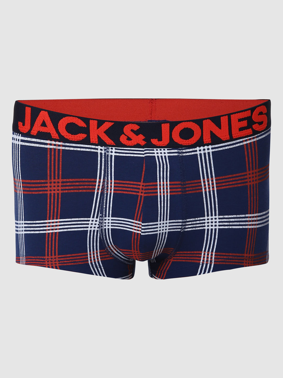 Dark Blue Check Brazilian Trunks