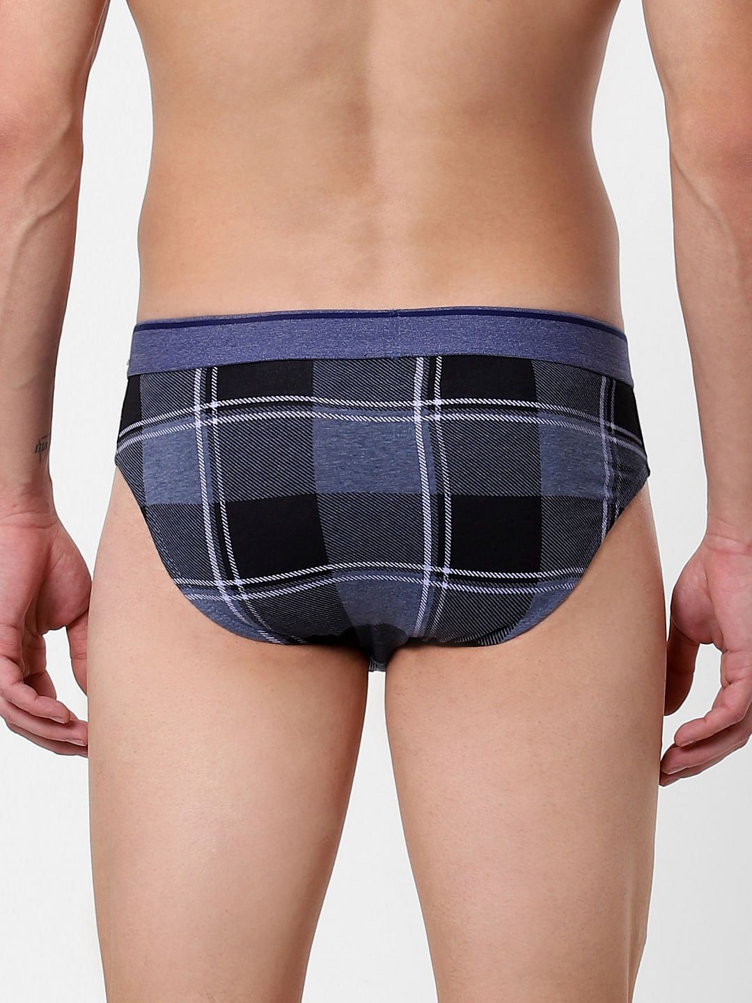 Blue Check Print Briefs