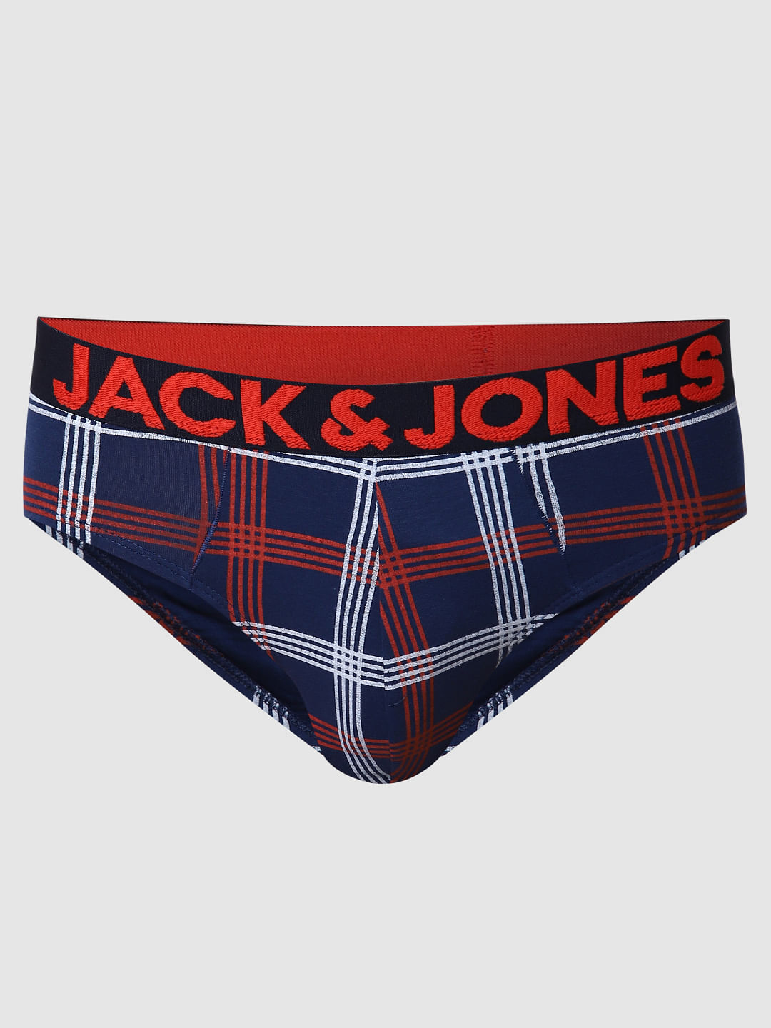 Dark Blue Check Print Briefs