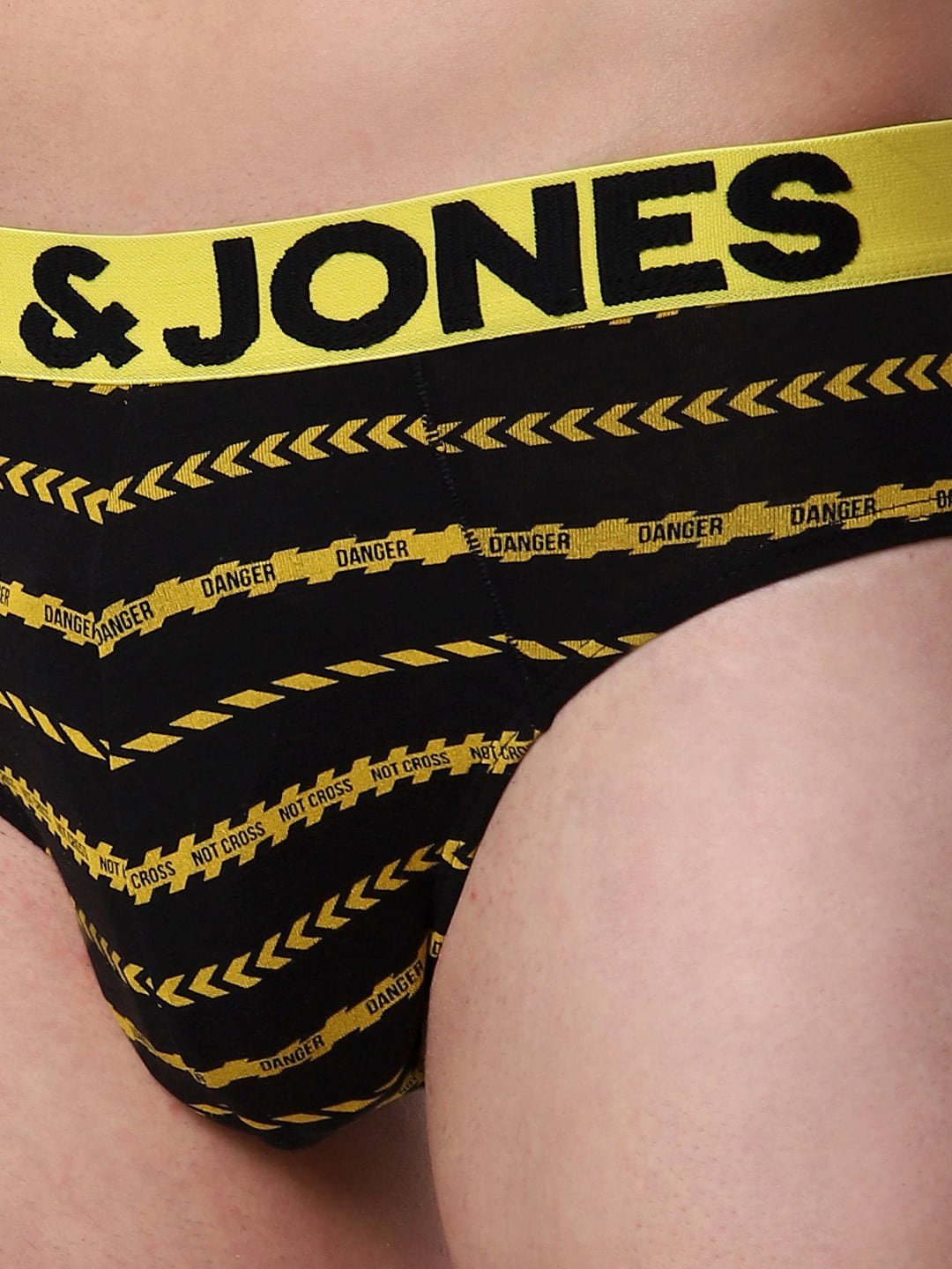 Black Caution Striped Briefs