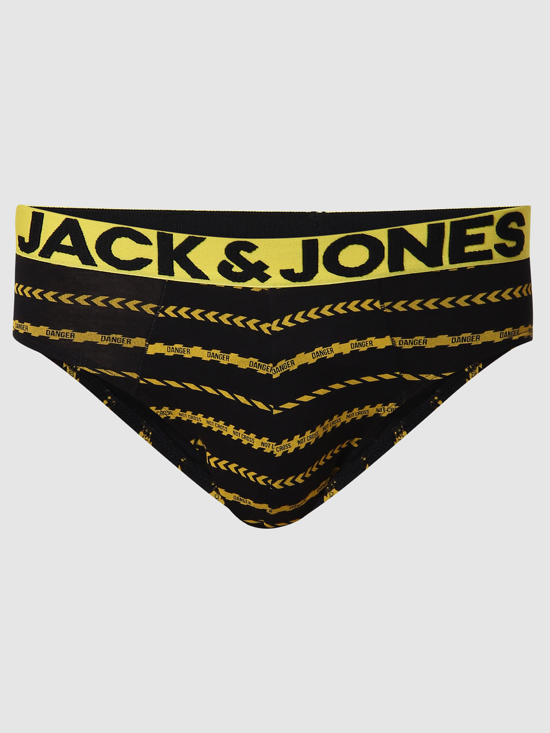 Black Caution Striped Briefs