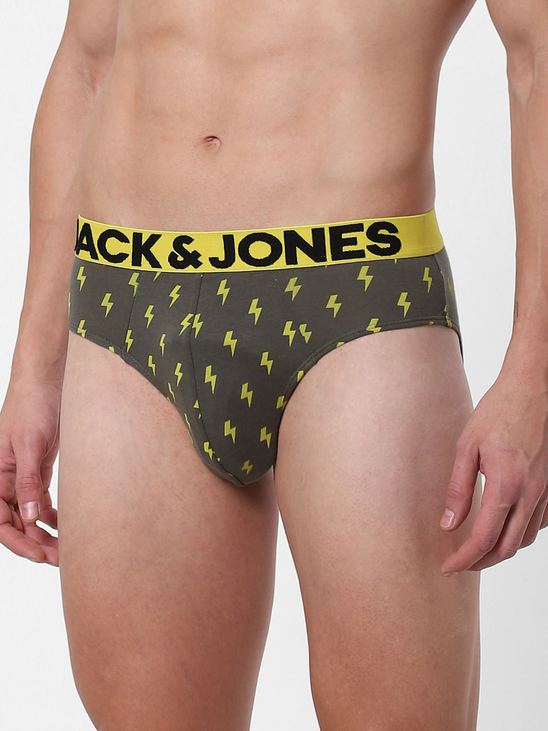 Green Thunder Bolt Print Briefs