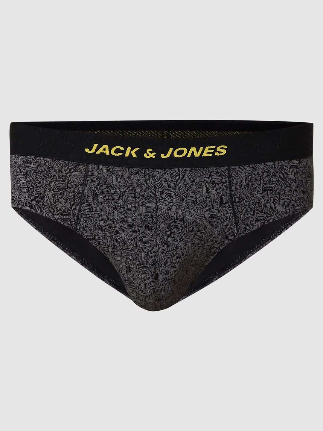 Black Abstract Print Briefs
