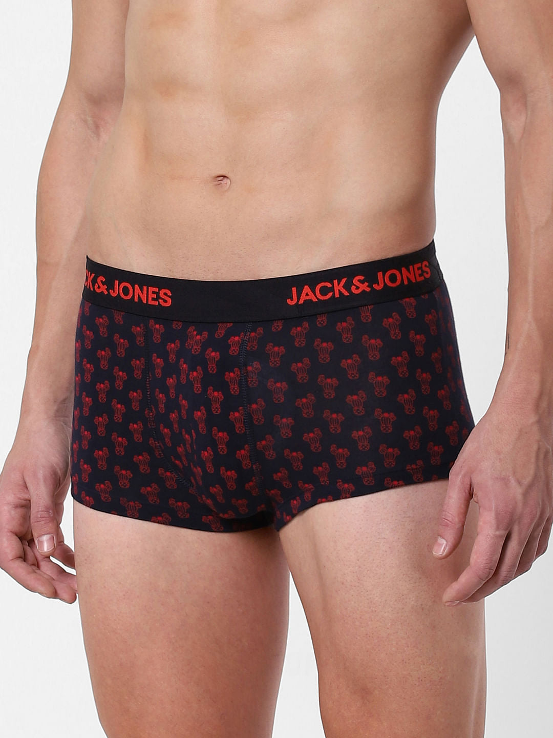 Navy Blue Printed Brazilian Trunks