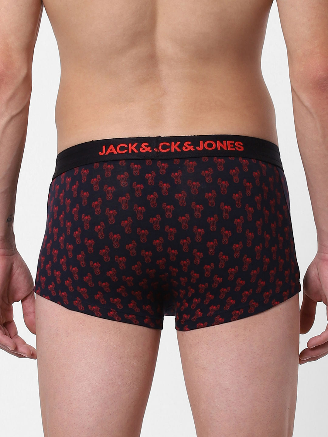 Navy Blue Printed Brazilian Trunks