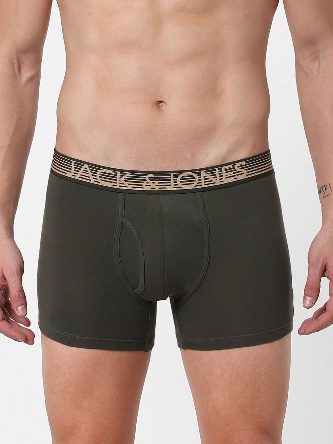 Dark Green Logo Print Trunks