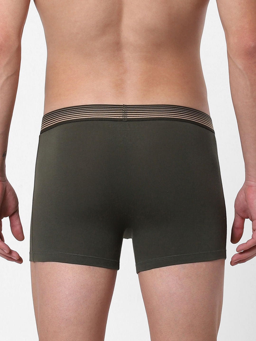 Dark Green Logo Print Trunks