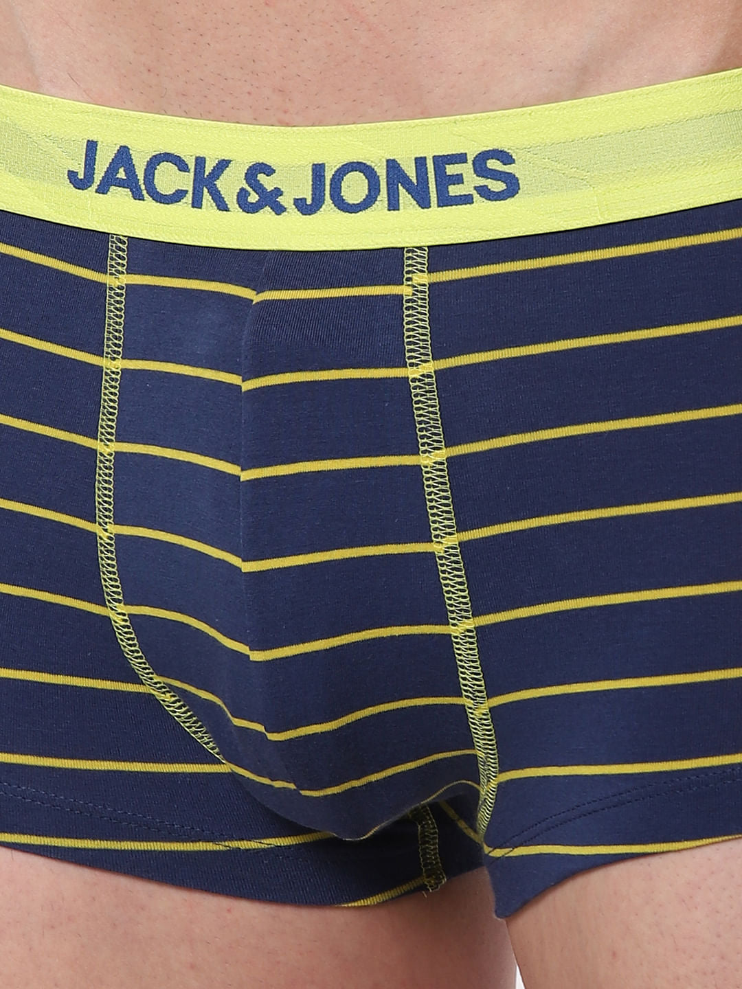 Dark Blue Striped Brazilian Trunks
