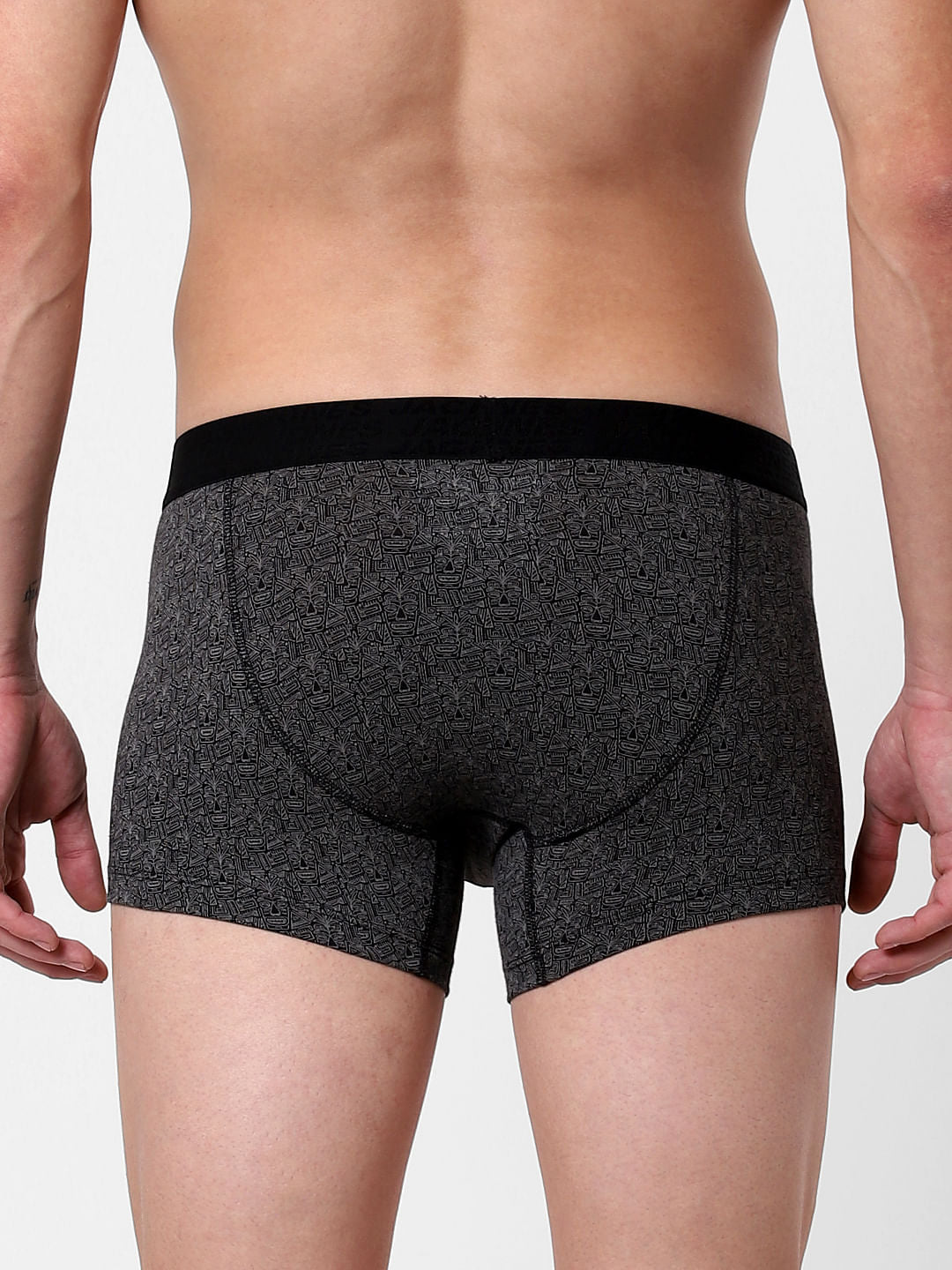 Black Abstract Print Trunks