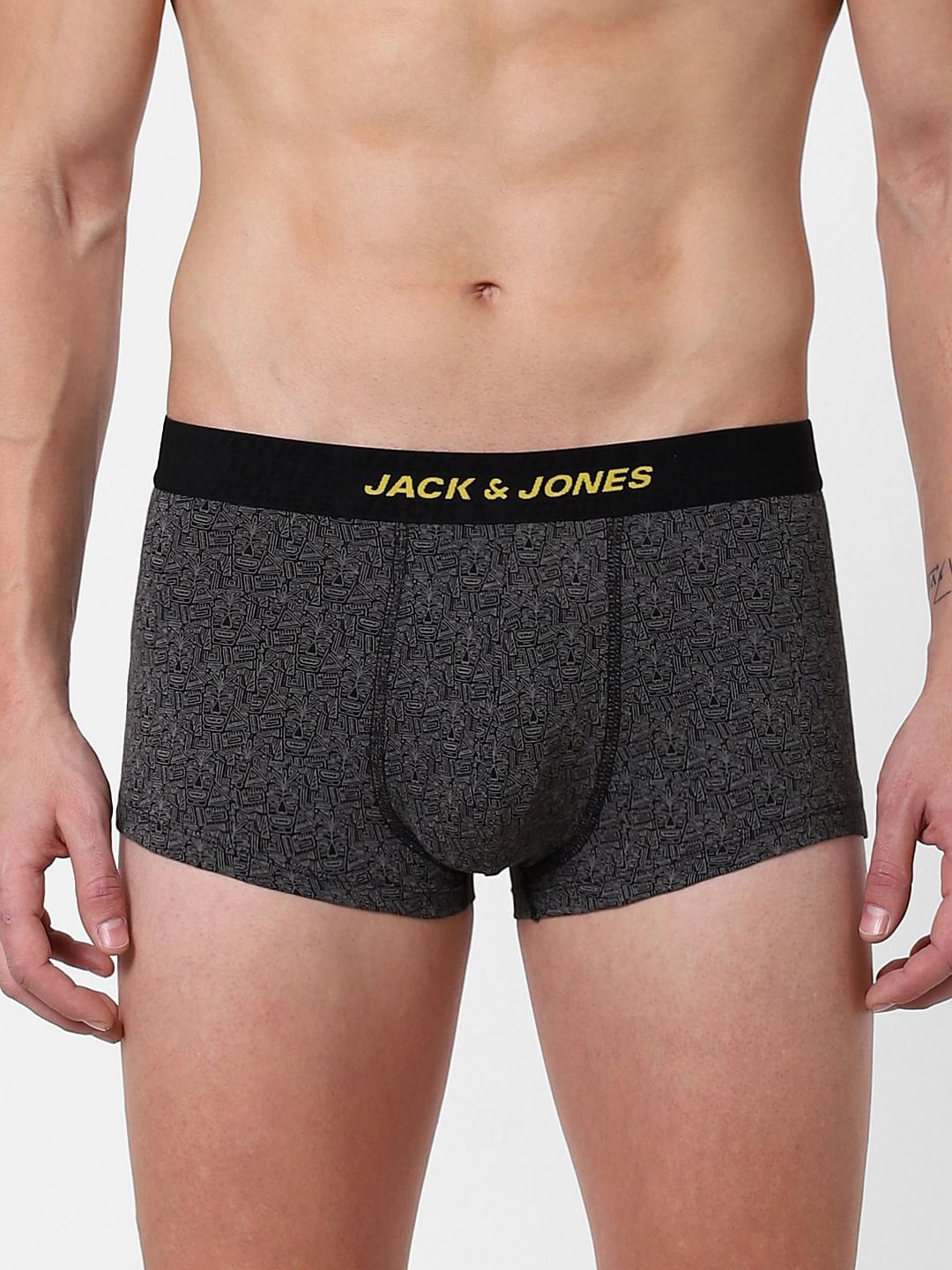 Black Abstract Print Brazilian Trunks