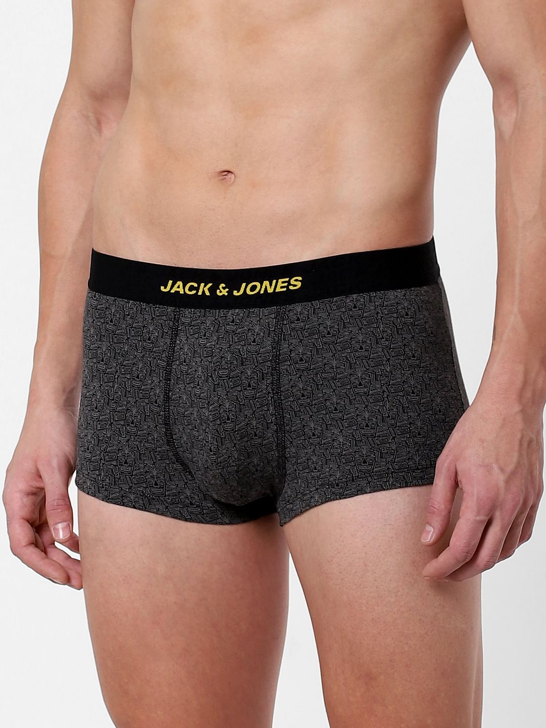 Black Abstract Print Brazilian Trunks