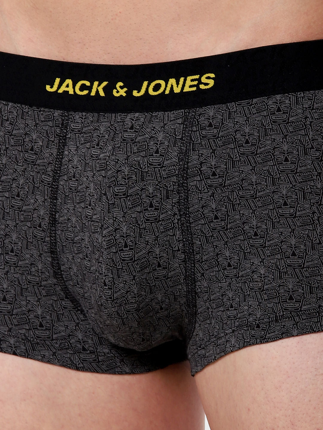 Black Abstract Print Brazilian Trunks